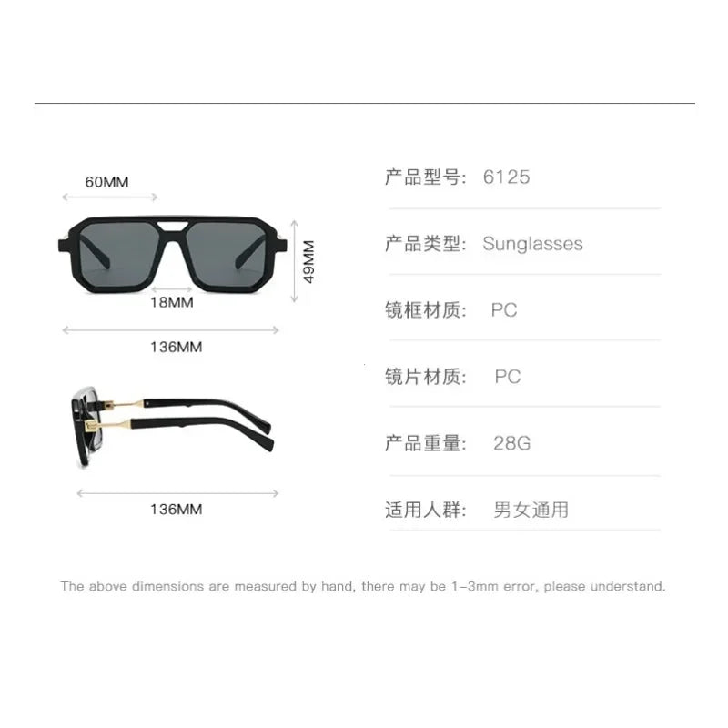 2024 Vintage Fashion Sun Protection Sunglasses – Square Retro Shades for Men & Trendy Women’s Gafas De Sol