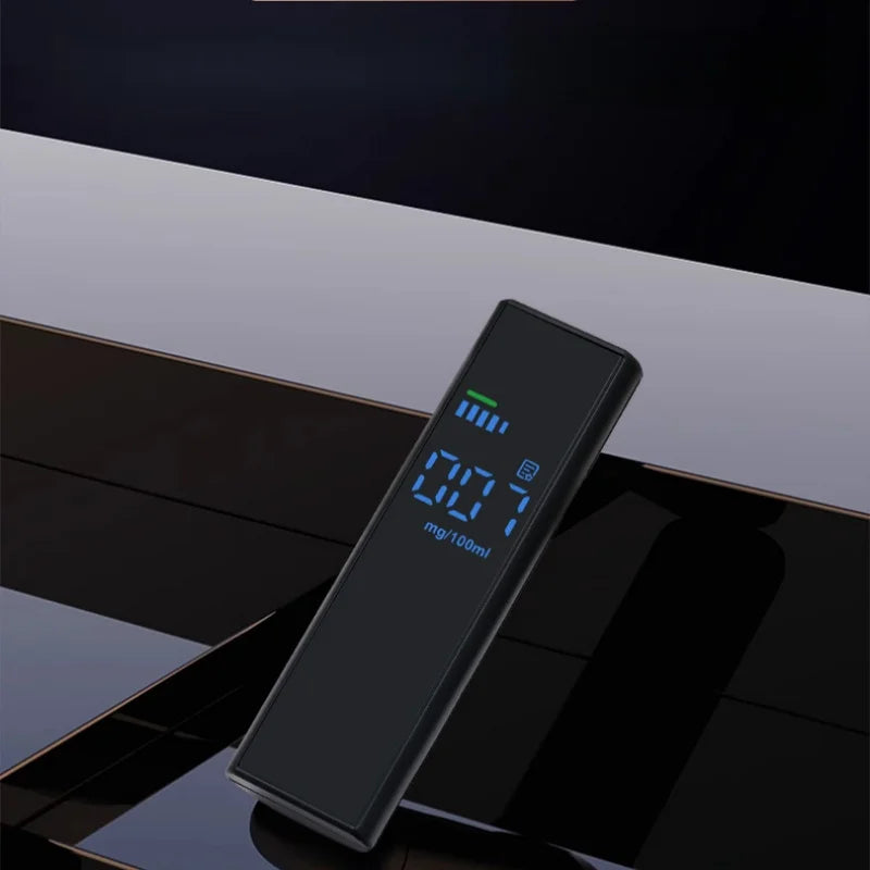 Digital Breathalyzer Alcohol Tester - Black Rechargeable Breath Alcohol Testing Device with LCD Display for Home Use