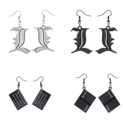 Death Note Anime Book Drop Earrings - Black L Cosplay Jewelry Birthday Gift