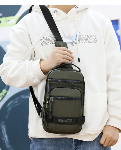 Men’s Chest Bag – Large Capacity Lightweight Nylon Crossbody Shoulder Backpack for Travel, Korean Style