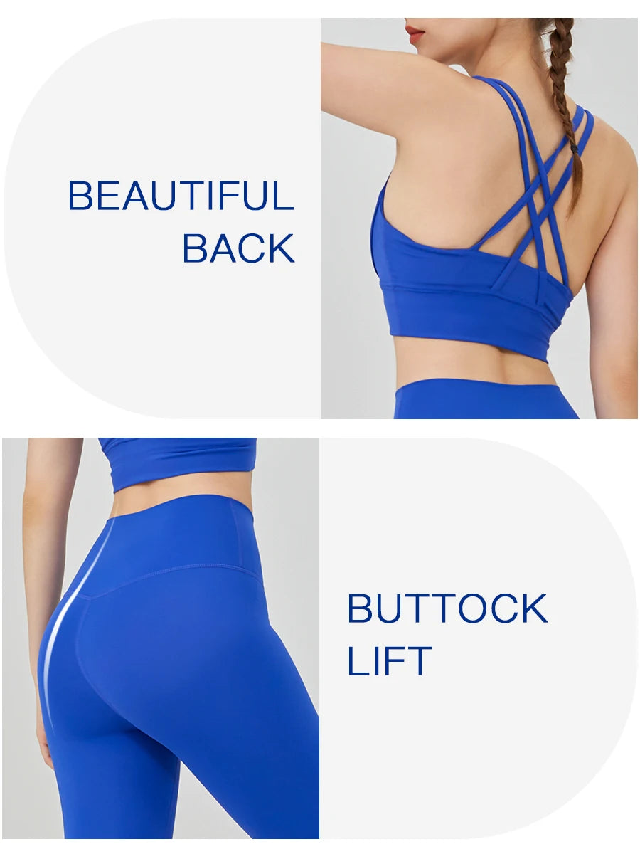 2-Piece Women’s Yoga Tracksuit – Pilates Fitness Set with Push-Up Sports Bra & Leggings for Gym Workout