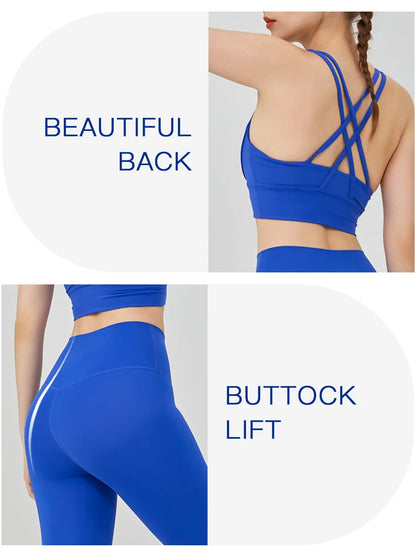 2-Piece Women’s Yoga Tracksuit – Pilates Fitness Set with Push-Up Sports Bra & Leggings for Gym Workout