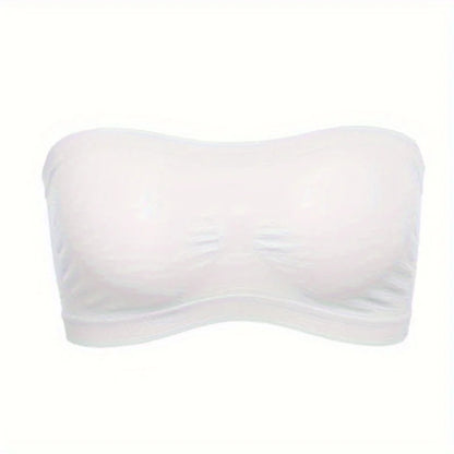 Women’s Strapless Seamless Bandeau Bra – Soft Stretch Breathable Mesh Invisible Underwear