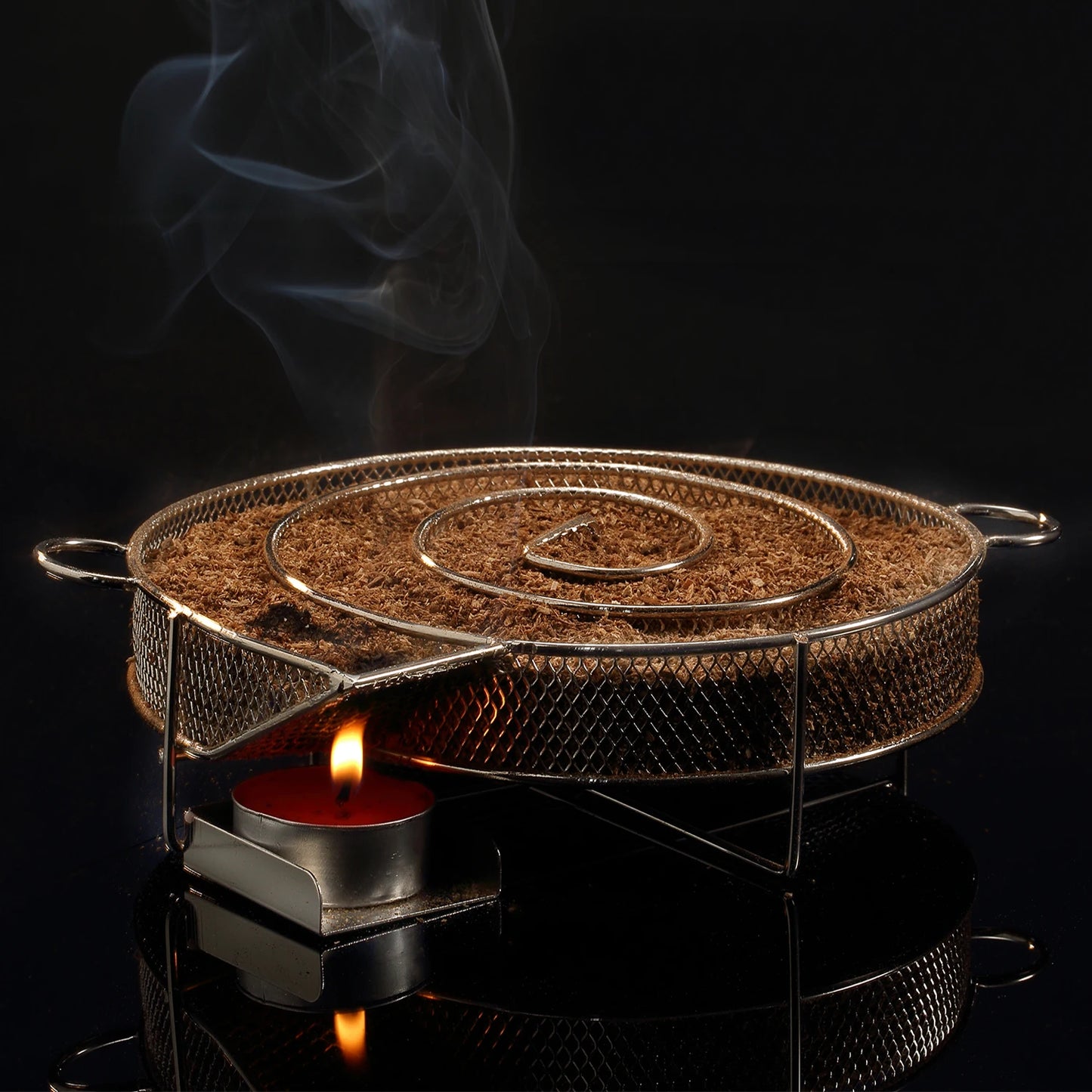 Cold Smoke Generator for Charcoal Barbecue - 7.87/13.38 Inch Round Meshes - Apple Wood Chips Smoker BBQ Grill Accessories for Salmon