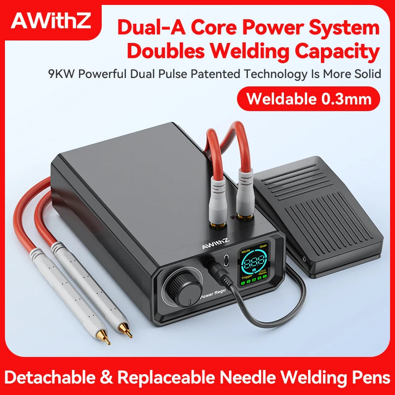 Awithz 9000W Portable Spot Welder – High-Power Pedal Welding Machine 1330A Adjustable for DIY 18650 Batteries