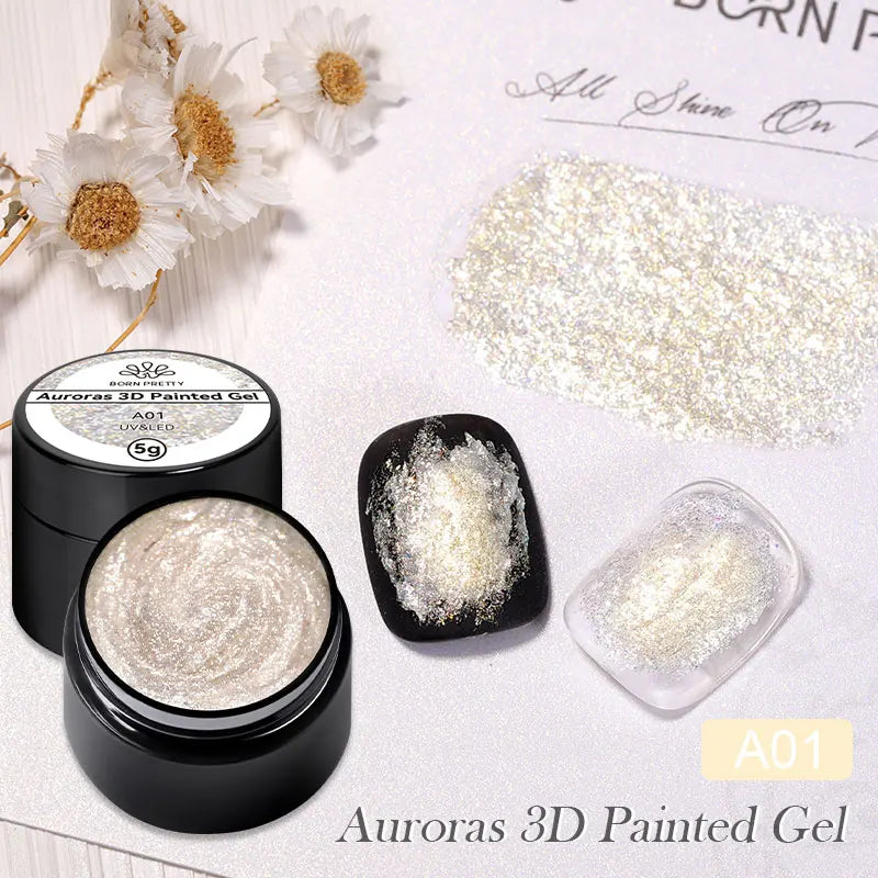 BORN PRETTY 5ML Super Silver Metallic Gel Nail Polish - Mirror Chrome Effect, Semi-Permanent Metal Painting Gel for DIY Nails