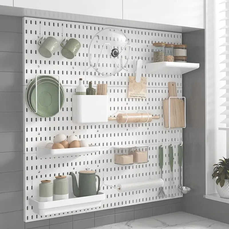 DIY Pegboard Accessories | Hanging Shelf Storage Hooks and Wall Organizer | No Punching Crafts Organization for Garage, Kitchen, and Room