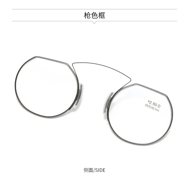 Clip-On Nose Reading Glasses – Anti-Blue Light Presbyopic Eyewear for Men & Women, 1.5 Magnification