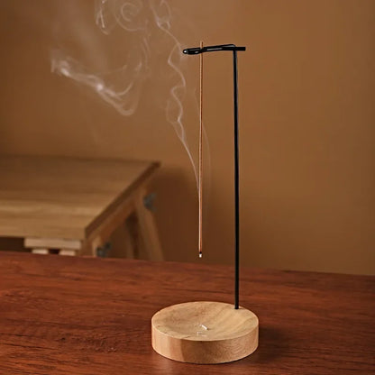 Creative Upside Down Incense Burner - Wooden Round Stick Holder & Tray for Bedroom, Home & Yoga Decoration