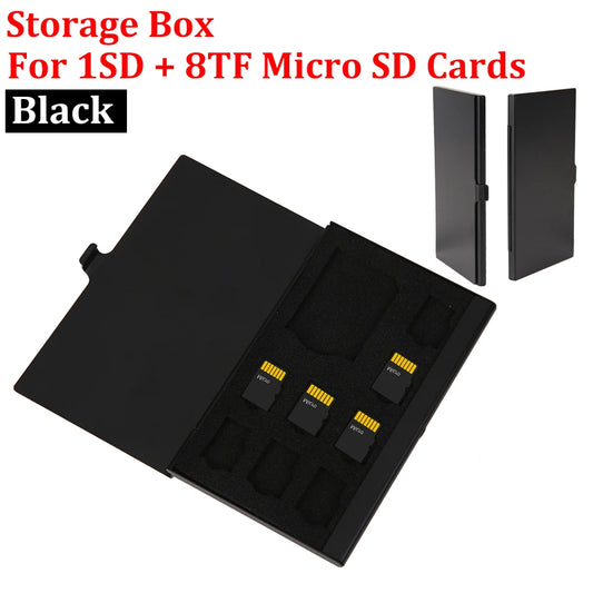 9-in-1 Portable Memory Card Case – Aluminum SD & Micro SD Card Holder with 1SD + 8TF Storage, Protector Box