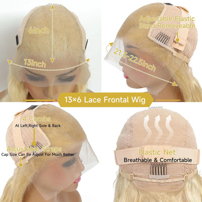 40-42 Inch 613 Blonde HD Lace Front Wig – 13x6 Straight Human Hair, 250% Density Brazilian Wig for Women