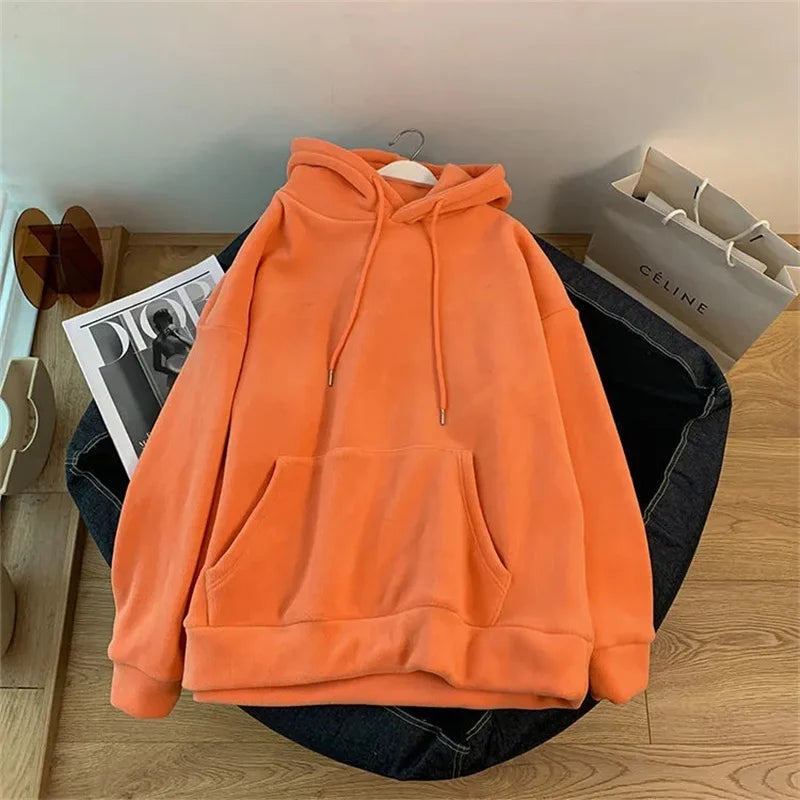 Women's Fleece Hoodie - Loose Long-Sleeve Pullover Sweatshirt for Autumn & Winter