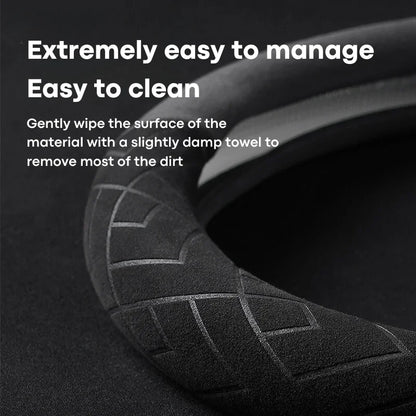 Universal Cowhide Suede Steering Wheel Cover — Breathable 37-38cm Car Accessory Wrap