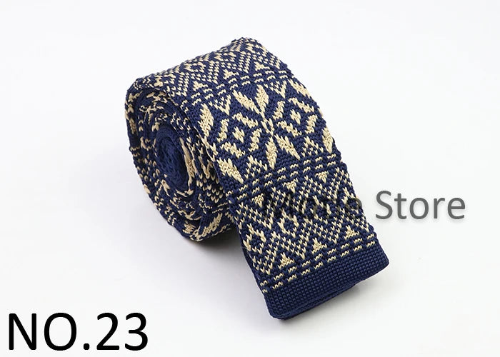 Classic Knit Neck Tie for Men — 6cm Plaid & Dots Casual Business Wedding Tie
