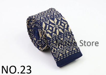 Classic Knit Neck Tie for Men — 6cm Plaid & Dots Casual Business Wedding Tie