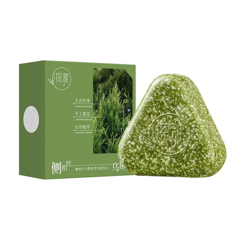 Usman Grass & Platycladus Herbal Shampoo Soap – Natural Hair Loss Treatment, Strengthens Roots, Controls Oil, Cleanses Scalp for Hair Growth