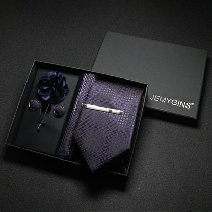 Wine Red Paisley Silk Tie Set for Men - Luxury Wedding Neck Tie with Pocket Square & Cufflinks Gift Box Accessories