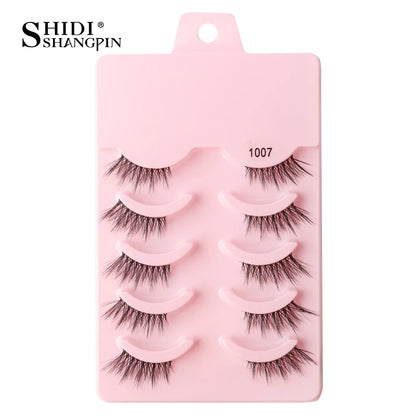 SHIDISHANGPIN 5/10 Pairs Cat Eye False Lashes – 3D Mink Half Lashes, Eyelash Extensions for Natural Makeup, Faux Cils Maquiagem