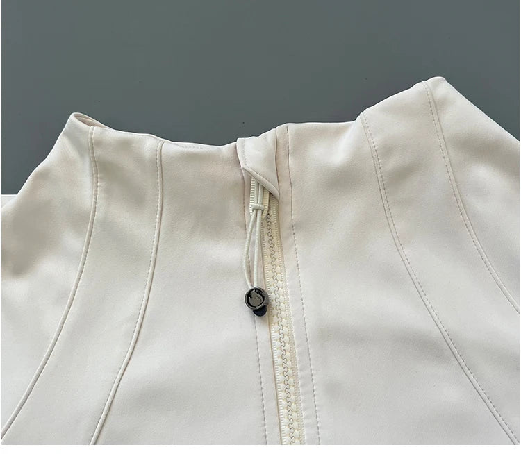 Quick Dry Stand-Up Collar Fitness Jacket for Women – Slim-Fit Zipper Yoga, Running & Cycling Top