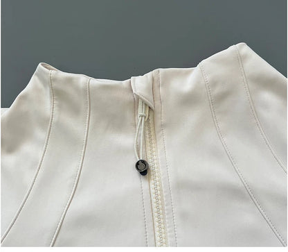 Quick Dry Stand-Up Collar Fitness Jacket for Women – Slim-Fit Zipper Yoga, Running & Cycling Top
