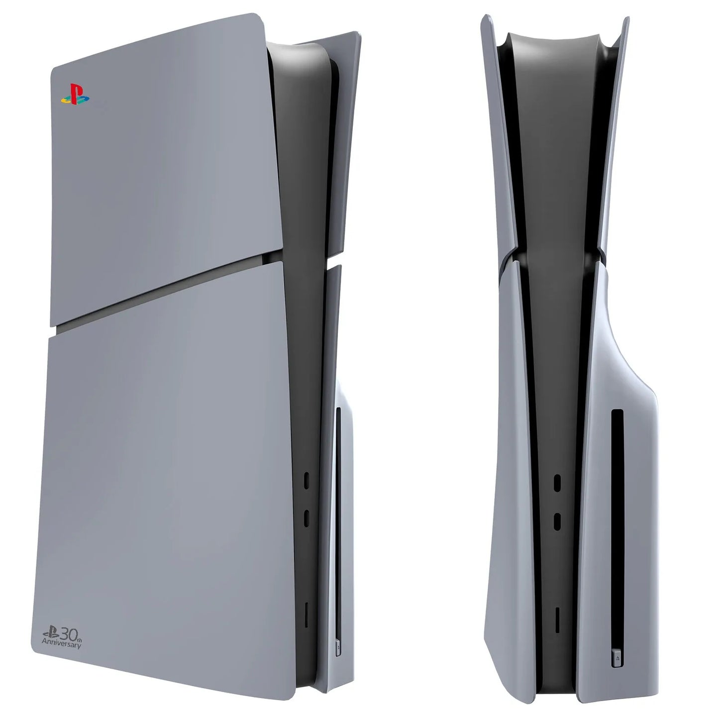 Limited Edition Grey Custom Replacement Faceplates for PS5 Slim Console - ABS Cover Shell with Logo and 30th Anniversary Sticker