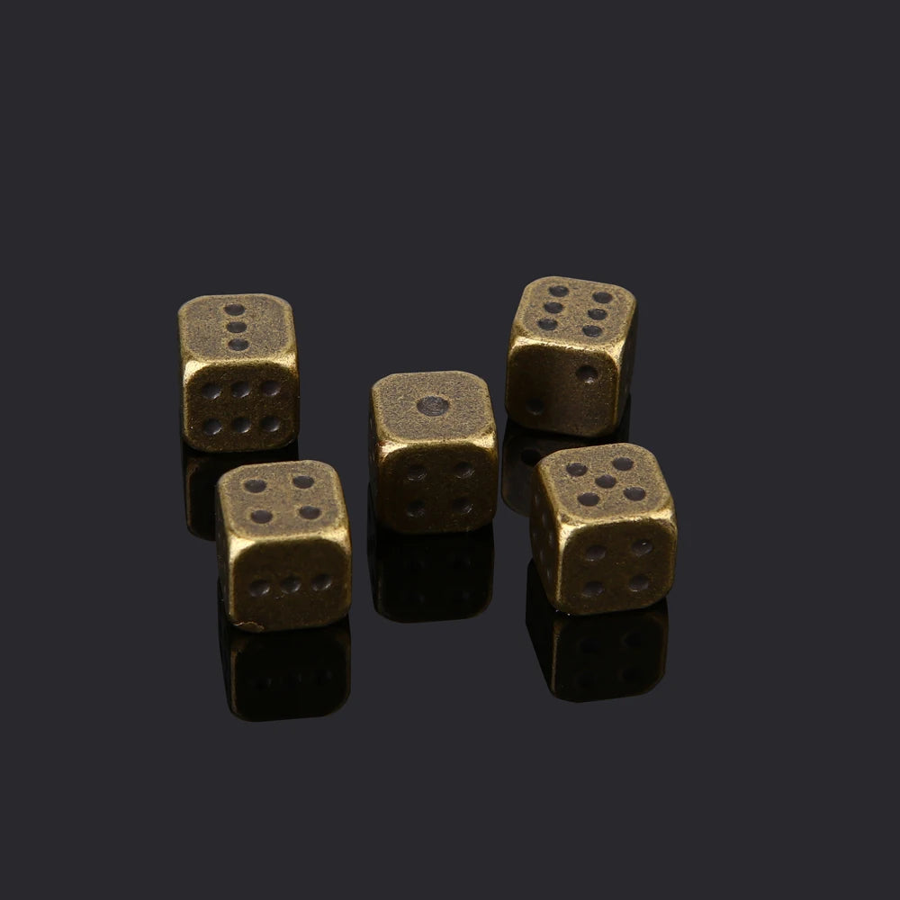 5PCS Metal Dice Set – Golden, Silver, Bronze 6-Sided Game Dice for Board Games, 13mm Decider Accessories