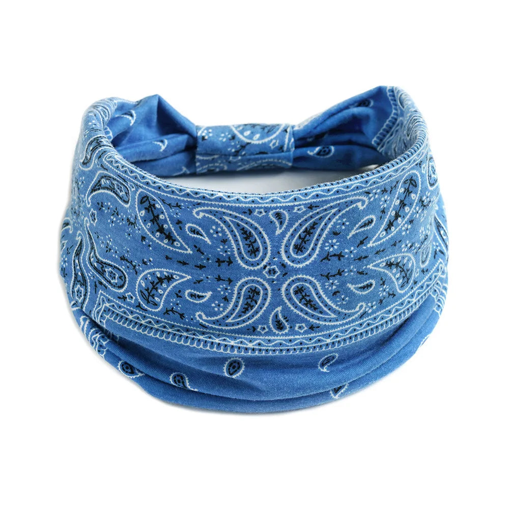 Bohemian Wide Cotton Stretch Headband for Women – Turban Headwrap, Bandage Hairband, Bandana Hair Accessories
