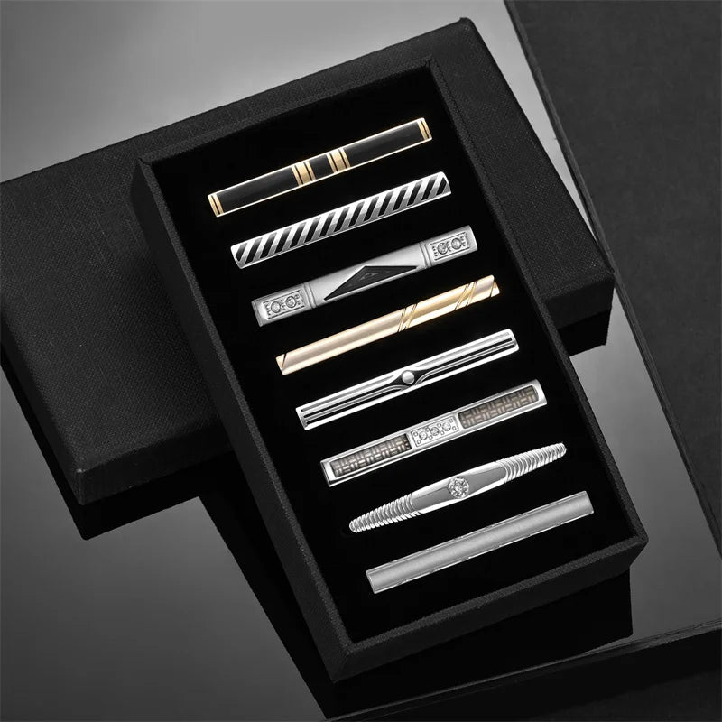 Men's Tie Clip & Cufflink Set - 7/8/10 Piece Luxury Gift Box Jewelry for Weddings & Formal Wear