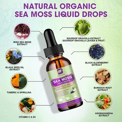 BEWORTHS Sea Moss & Soursop Graviola Extract Drops – Immunity, Kidney Health, Digestion & Antioxidant Support