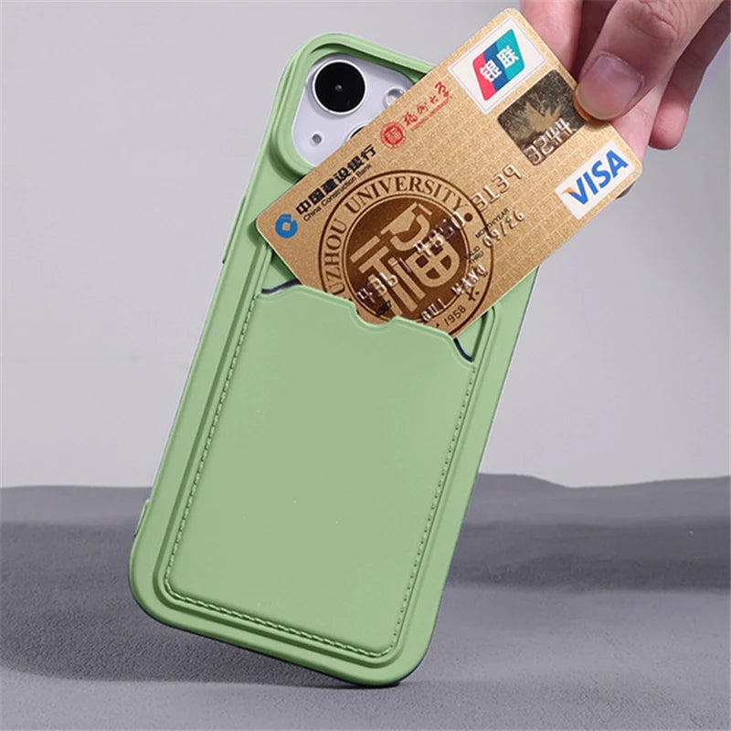 Slide Camera Protection Wallet Phone Case for iPhone – Soft Silicone Card Holder Cover for iPhone 16/15/14/13/12/11 Pro Max, XR, XS Max, 8 Plus Safety Case