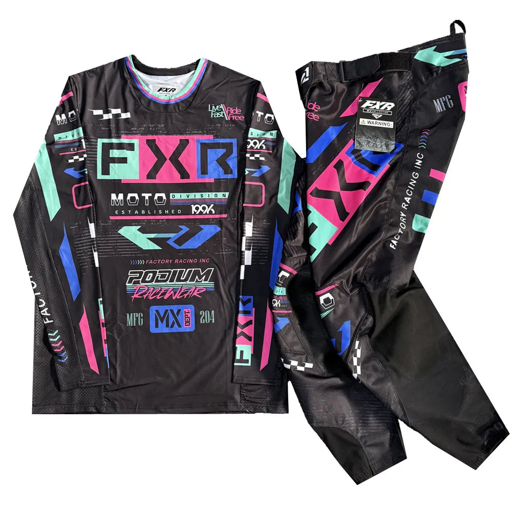 NEW FXR Off-Road Motorcycle Clothing Set – MX Jersey & Pants Combo for Dirt Bike Racing & Motocross