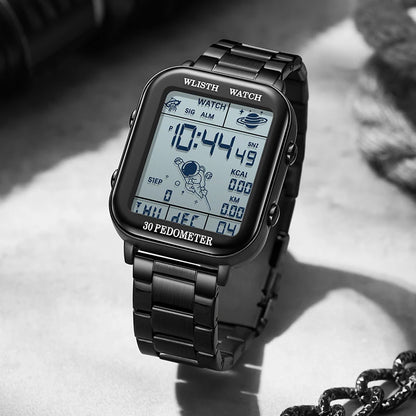 Men’s Digital Sports Watch - Stopwatch, Countdown Timer, Calendar & Pedometer Wristwatch