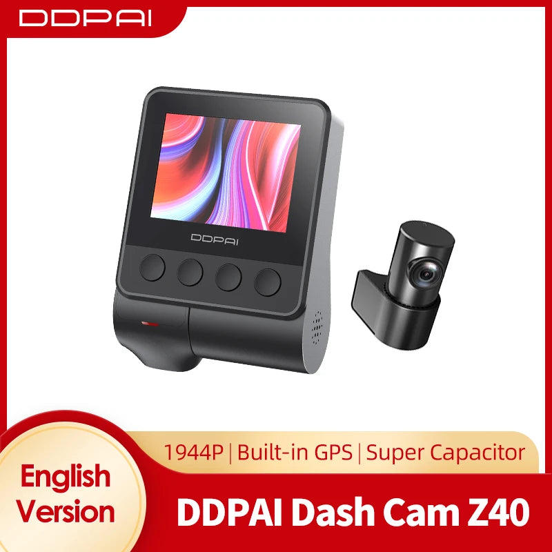 DDPAI Z40 Dash Cam - Sony IMX335 Car Camera Recorder, 1944P HD Video, GPS Tracking, 360° Rotation, WiFi DVR, 24H Parking Protection