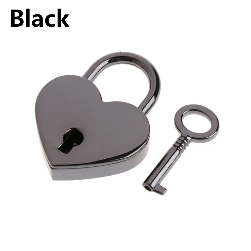 30x39mm Antique Heart-Shaped Padlock – Vintage Pink Romantic Key Lock for Diaries, Weddings, and Jewelry