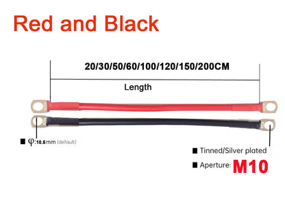 Super Soft Silicone Battery Cable - 10/8/6/4/2AWG Wire with SC Terminals M8 M10 M6 for Car Inverter, UPS & Power Connections