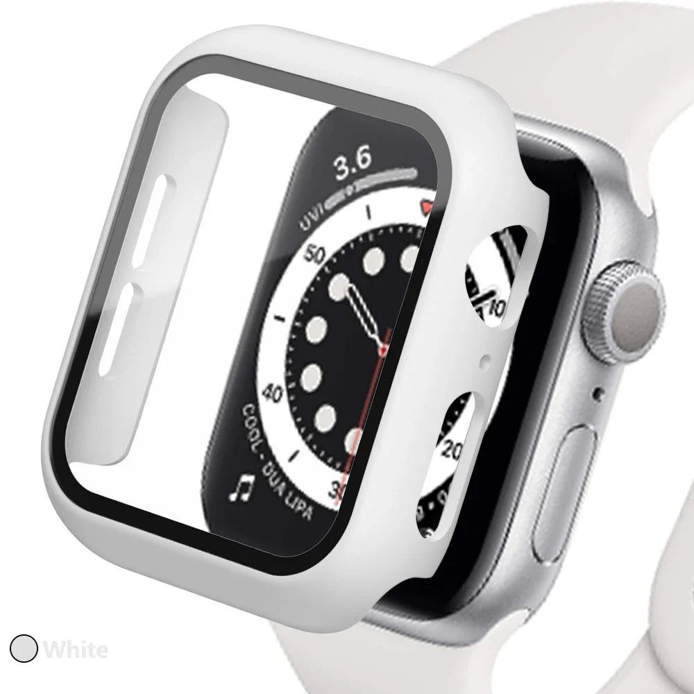 Tempered Glass Screen Protector Case for Apple Watch - Series 8 7 6 SE 5 4 3 Protective Cover Accessories 41mm 40mm 44mm 45mm 42mm