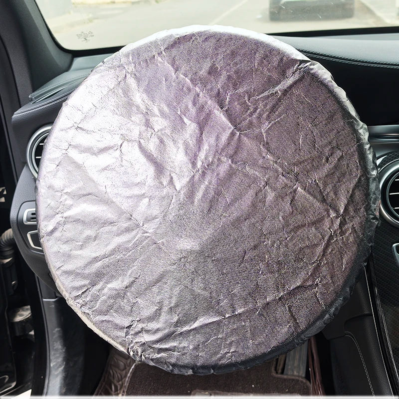 Car Steering Wheel Sun Shade Cover – Foldable Anti-UV Silver Coated Sunscreen Insulation Accessory