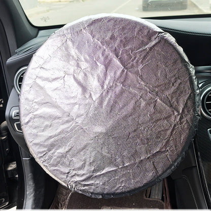 Car Steering Wheel Sun Shade Cover – Foldable Anti-UV Silver Coated Sunscreen Insulation Accessory