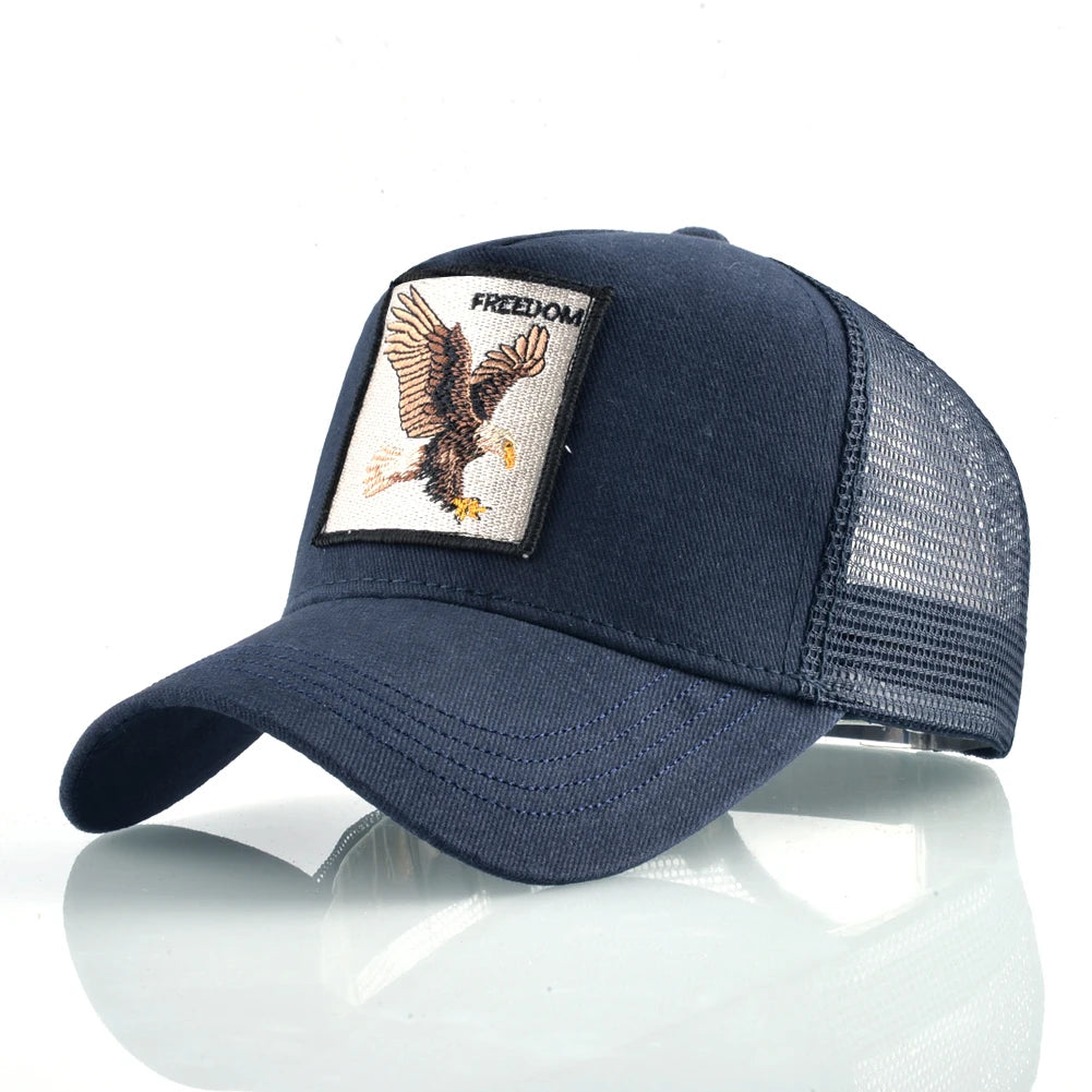 Goat Patch Trucker Cap - Embroidered Adjustable Snapback Baseball Hat for Men & Women