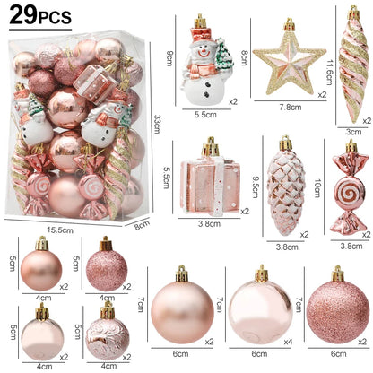 Red Christmas Tree Ball & Candy Cane Ornament Set – Large Hanging Pendants for Holiday Home Decor 2024