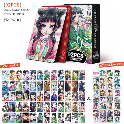 The Apothecary Diaries Anime Stickers & Photo Cards – 92-Piece Double-Sided Color Printed LOMO Collectible Card Set & Gift