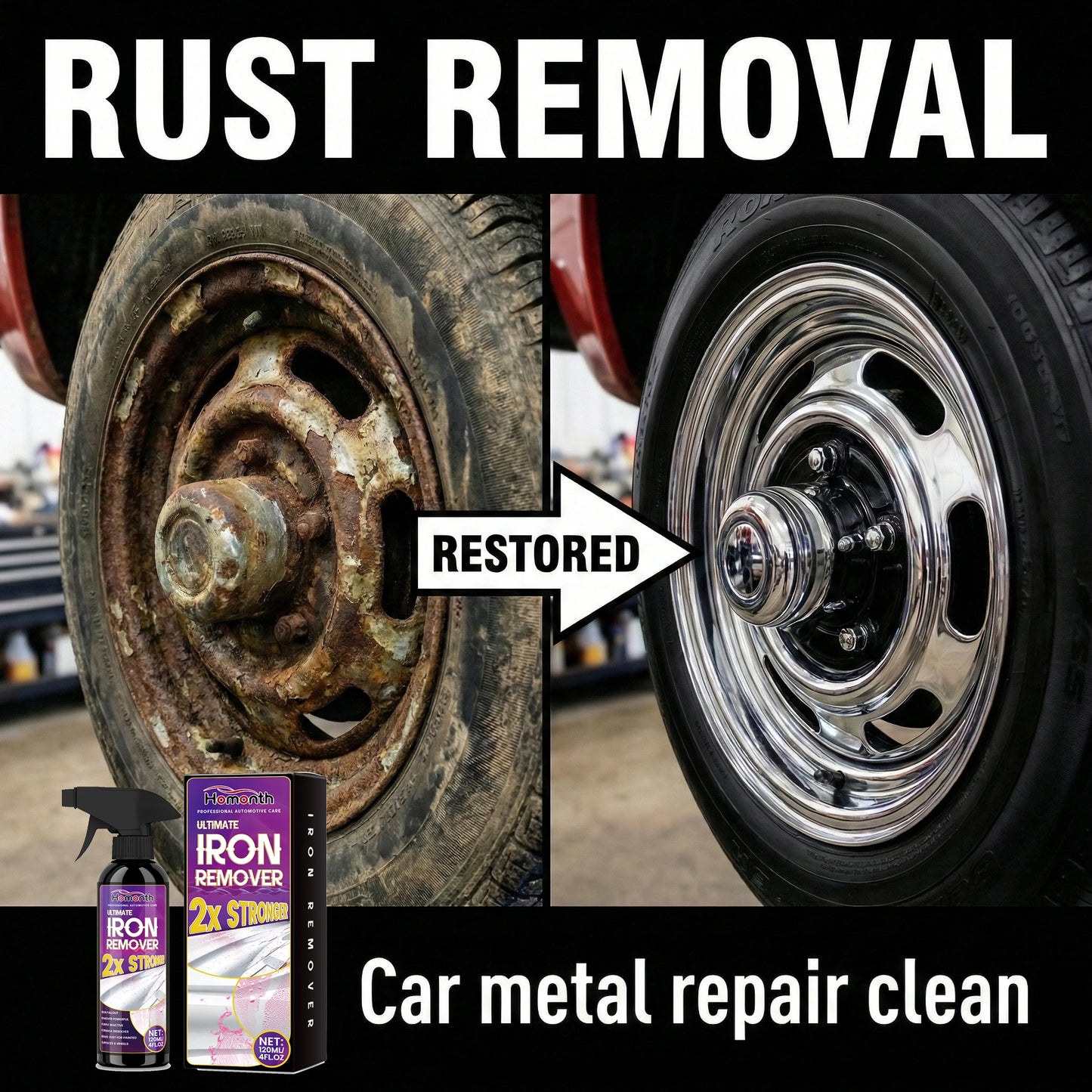 Premium Car Rust Remover – Metal Stain & Oxidation Cleaner for Auto Care, Surface Restoration & Shine Protection