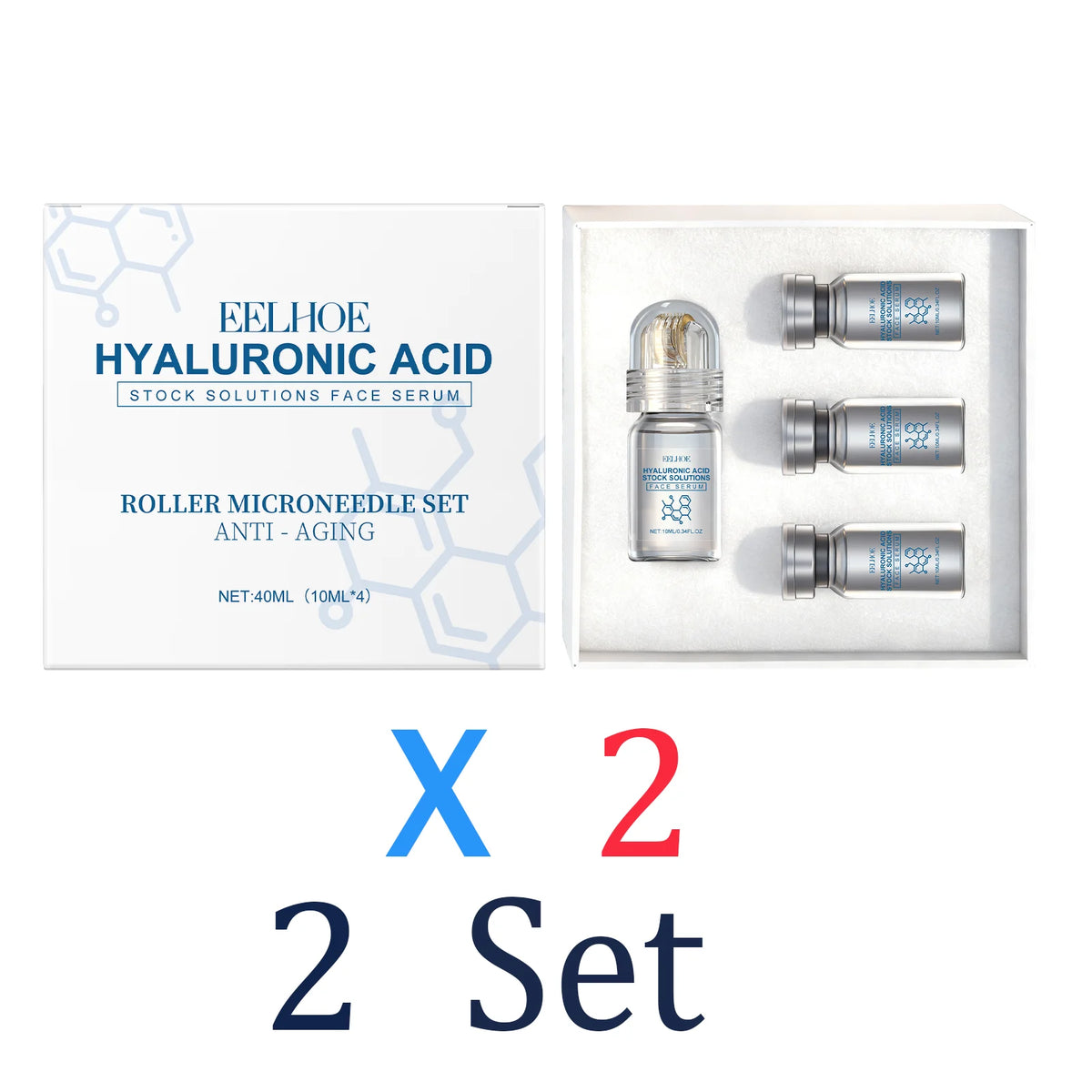 Niacinamide Microneedle Serum Kit - 0.25mm Facial Skincare Roller & 30ml Moisturizing Day Cream