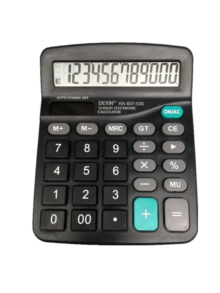 12-Digit Large LCD Desktop Calculator – Dual Power Solar & Battery Standard Function Calculator for Home, Office & Basic Use