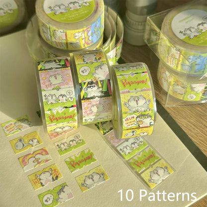200Pcs Cat Sticker Roll - Cute Waterproof Animal Meme Decals for Kids Scrapbooking Phone Cases & DIY Decoration