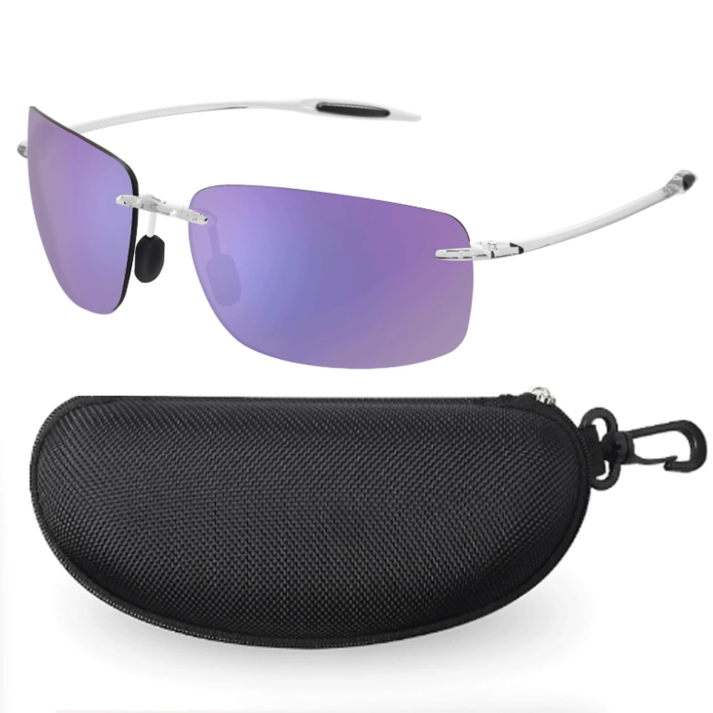 JULI Polarized Classic Sports Rimless Sunglasses – Ultralight Rectangle Frame for Men, Ideal for Fishing, Driving, UV400 Protection, Model MJ8009