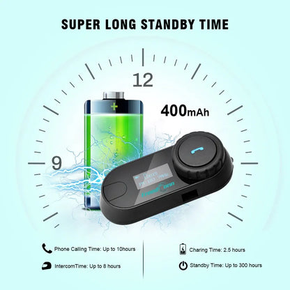 Freedconn T Com SC Bluetooth Motorcycle Intercom – Helmet Headset, Wireless Communication, BT 5.0, Music Share, 6 Riders, FM