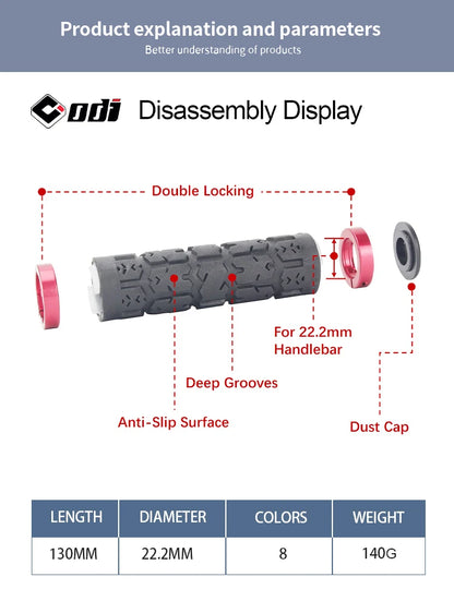 ODI RG01 Bicycle Handlebar Grips – Anti-Slip Lock-On Shock Absorbing MTB & Road Bike Grips