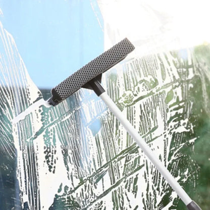 2-in-1 Retractable Window Squeegee Cleaner – Extendable Pole Glass Brush Tool for Car, Shower & Home Window Cleaning