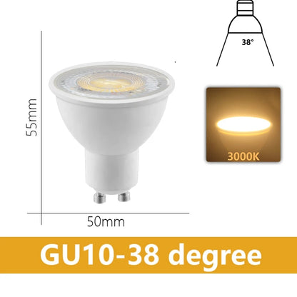 6PCS GU10 LED Spotlights AC175–265V – 3W/6W/9W/12W No Flicker Bulbs, 120°/38° Beam, Halogen Replacement